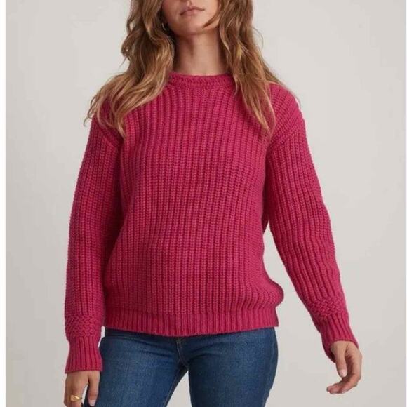 Marine Layer Ribbed Oversized Crewneck Sweater Size Small Rose Violet - Picture 7 of 12